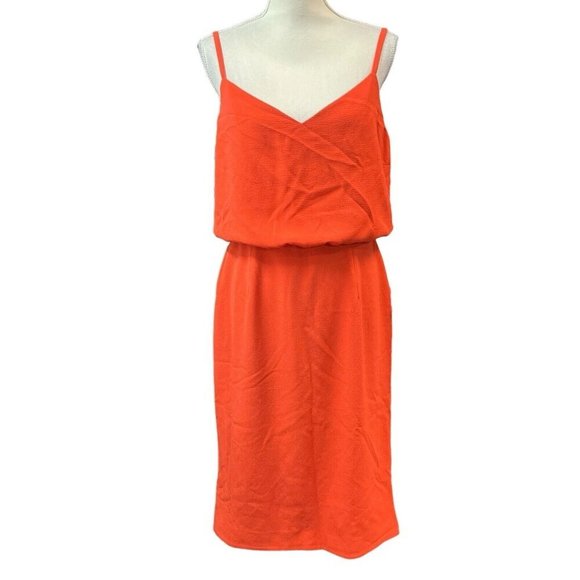 Dress the Population Womens XL Alondra Blouson Midi Dress Orange Tank Pencil Skt - Picture 1 of 11